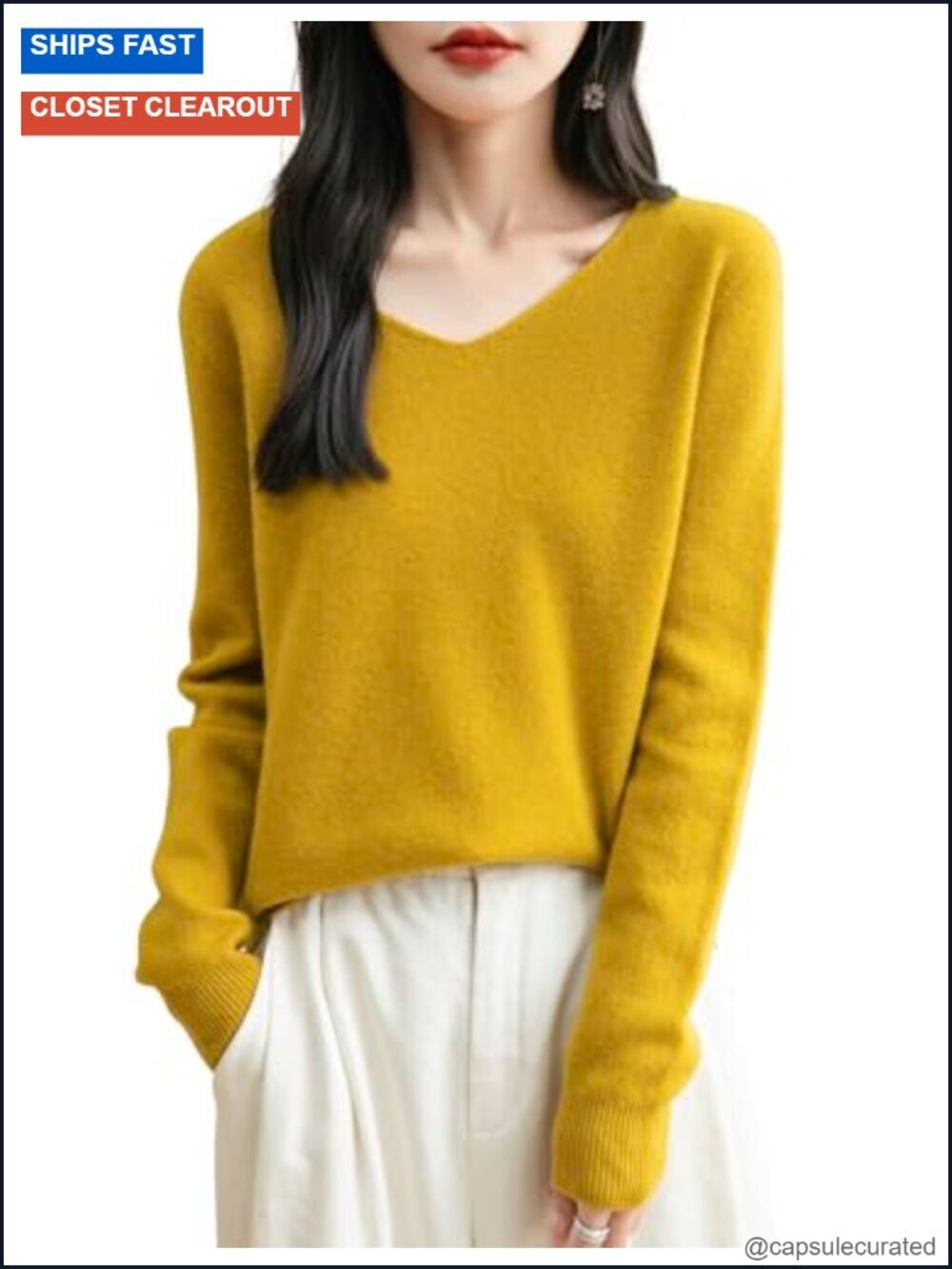 100% Merino Wool V Neck Seamless Knit Sweater Pullover